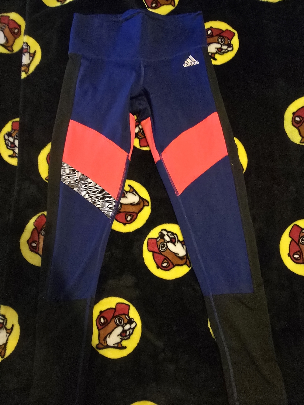 adidas Navy and Hot Pink Performance Leggings with Black Panels